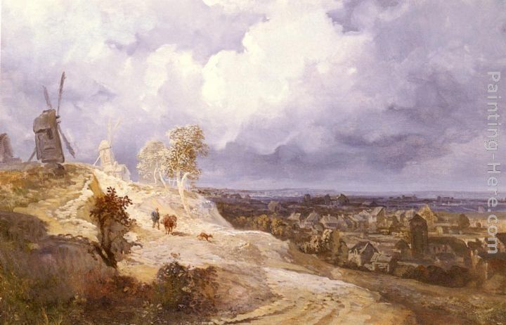 Georges Michel Landscape With Windmills
